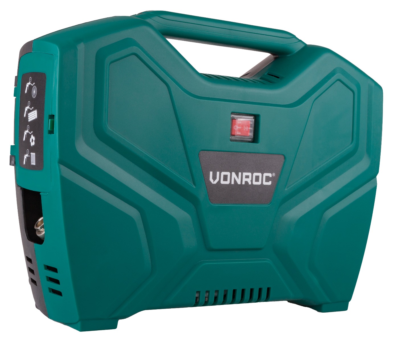 VONROC CR501AC Compressore portatile 1100W - 8 bar - Senza olio - 180 l/m. Include 11 accessori 