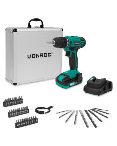 Cordless drill 20V - 2.0Ah - with 46 acc in storage case