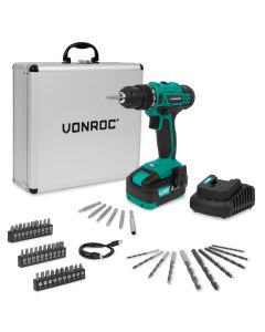 Cordless drill 20V set - 4.0Ah - with 46 acc in storage case