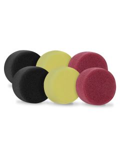 Foam polishing pads 50mm - 6 pcs, red, yellow, black