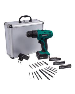 Cordless drill 12V with 46 accessories in storage case 
