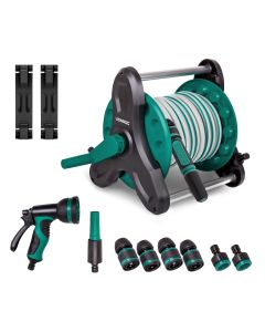 Hose reel with 10m garden hose | Incl. 3 nozzles and couplings